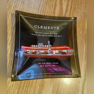 Decorative Clemente's Dish, known as the "World's Largest Bus Stop"